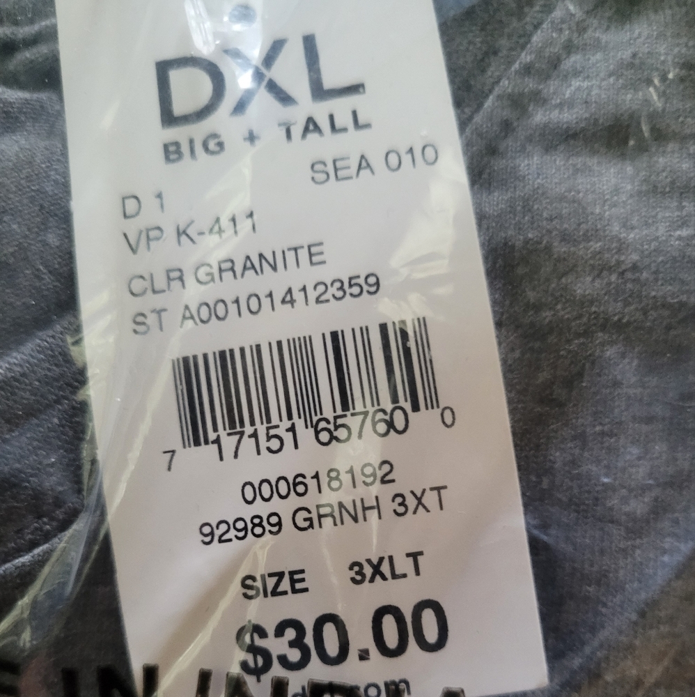 Gray Heather 3xlt t-shirt tags on